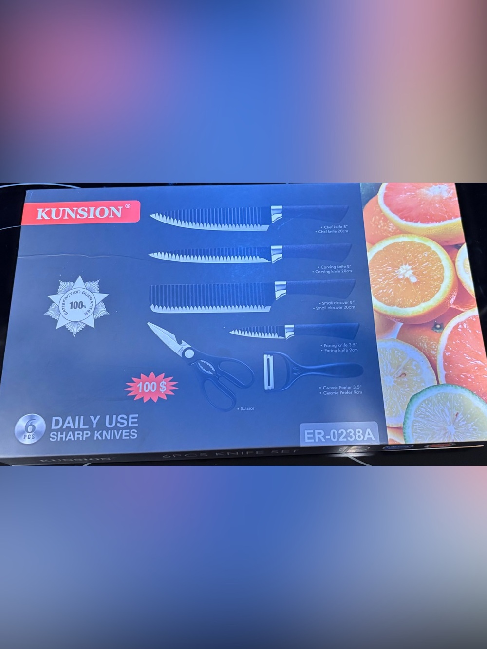 6-Piece Kitchen Knife Set in Black - Daily Use Sharp Knives